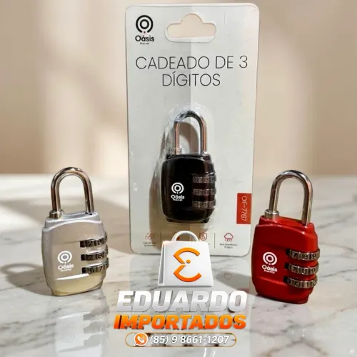 Cadeado com Segredo, Senha de 3 Dígitos - Segurança, Proteção Malas, Armários