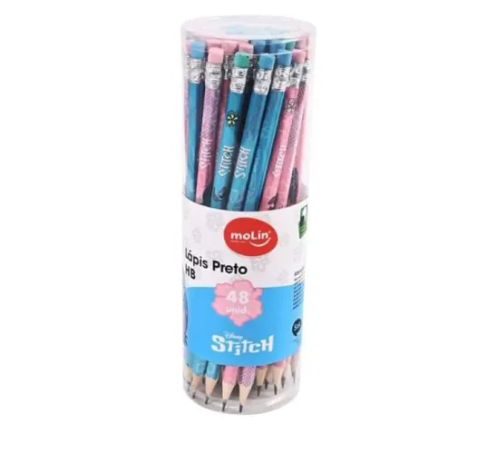 Molin Lápis Preto HB com Borracha Stitch - Tubo com 48 Unidades