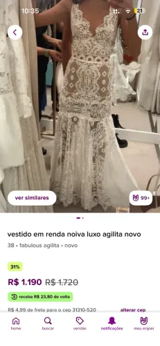 Vestido renda noiva luxo agiliza fabulous M