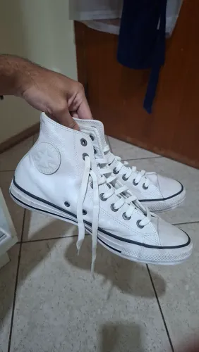 Tênis Converse All Star cano alto couro branco 40