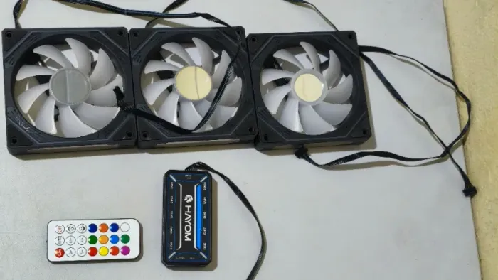 Kit 3 Fans RGB Hayom + Controladora