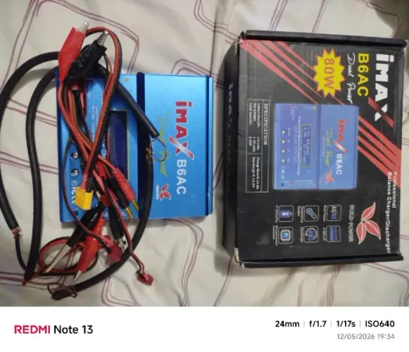 Carregador de bateria B6AC + controle de 6 canais para aeromodelismo  