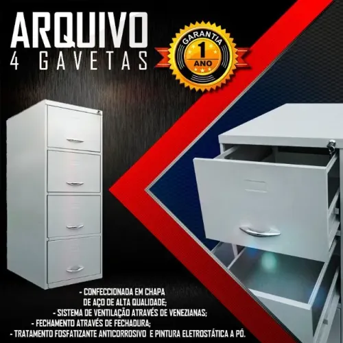 Arquivo de Aço para Escritório - 2, 3 ou 4 Gavetas 