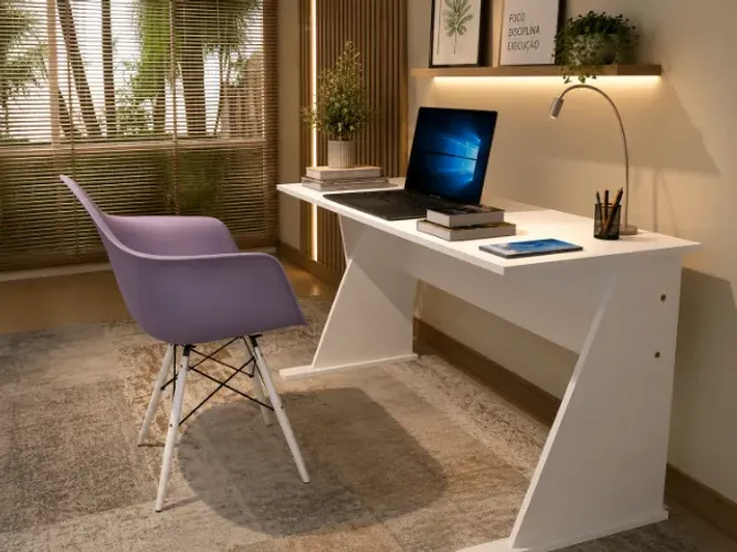 Mesa Top Clean Home Office. Em MDF Lapidado. Medidas L130cm x P50cm x A74cm