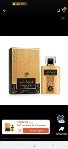 Perfume al wataniah Attar wesal Gold 100ml original lacrado
