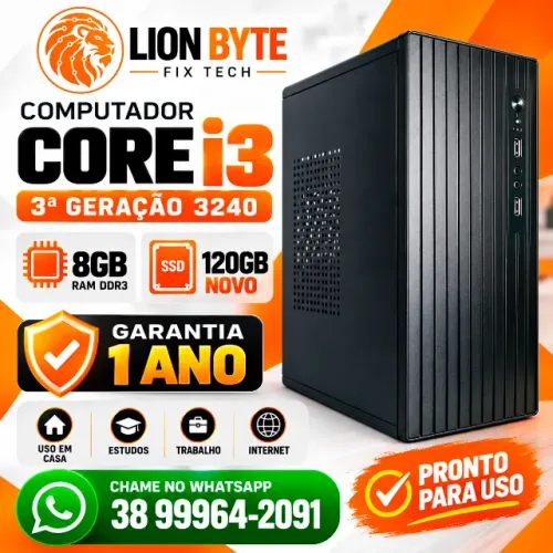 Computador Core i3 3240 | 8GB RAM | SSD 120GB Novo | Garantia 1 Ano