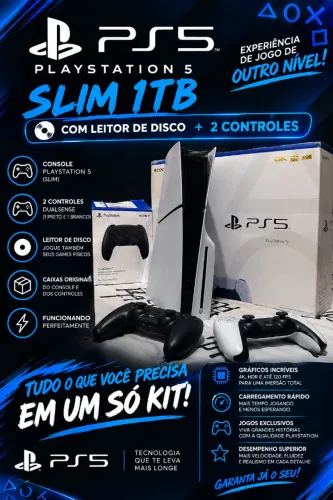 PlayStation 5 Slim 1 TB Leitor De Disco + 2 Controles