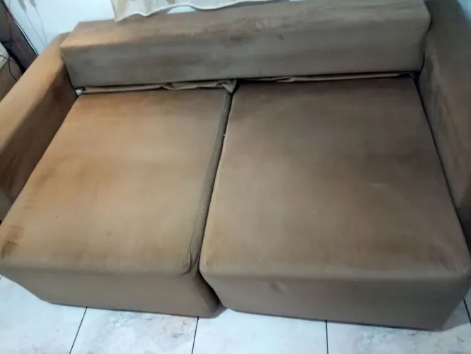 Sofá cama de camurça origina de três lugares l 