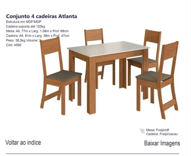 Mesa Atlanta com 4 cadeiras