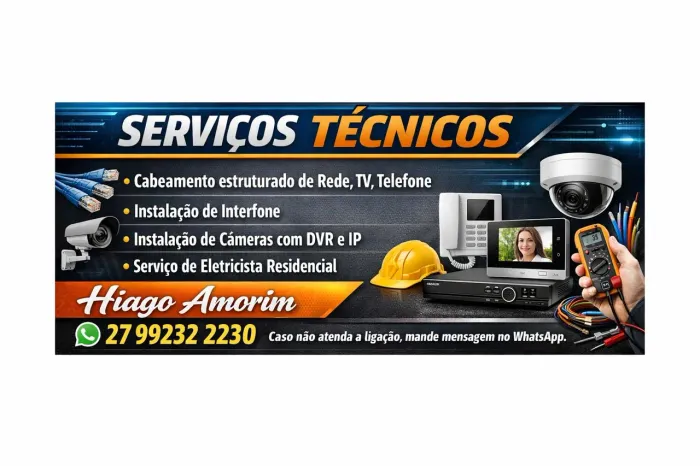 Cabeamento de Rede, Serviço de Elétrica, Instalação de Câmeras....