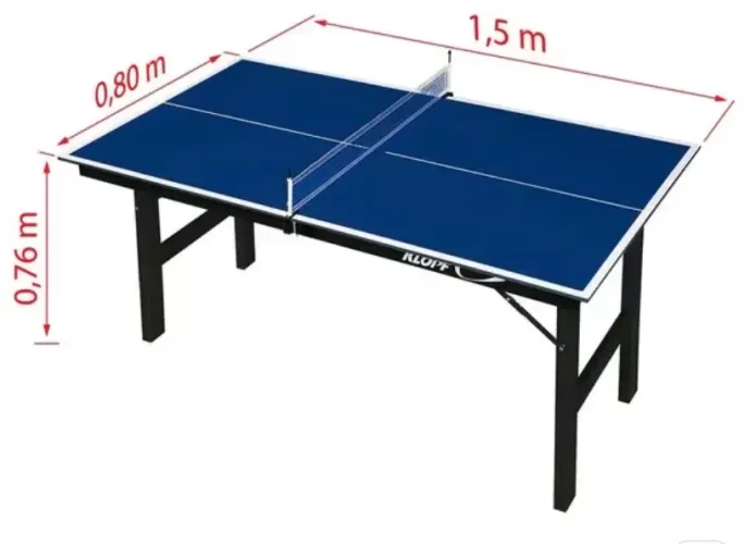 Mesa de Ping Pong Klopf 1,50m x 0,80m MDP Azul - Dobrável