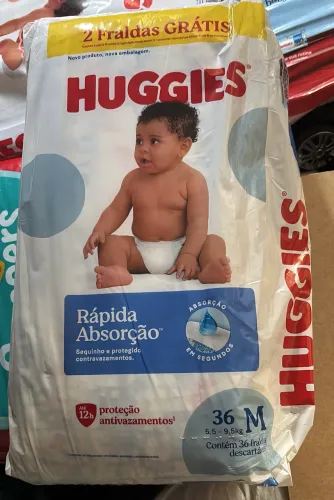 Fralda Huggies Rápida Absorção - M- 36 unidades 