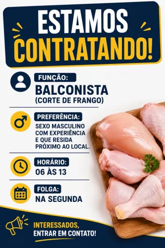 Vaga para balconista (corte de frango)