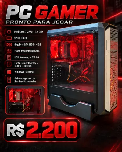 PC Gamer i7 3.4ghz, 32 GB RAM DDR3 e video GTX 1650 4 GB