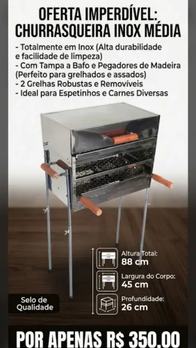 Churrasqueira inox nova( sem marca de uso)