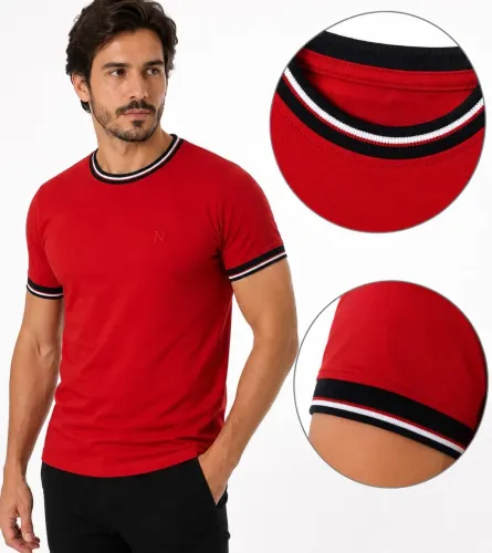 Camisa Suedine Vermelha Detalhe