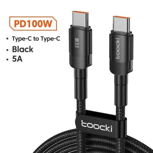 Cabo USB-C Essager toocki 60W 100W PD 1m Carregamento Rápido Tipo C iPhone 15 16 Android