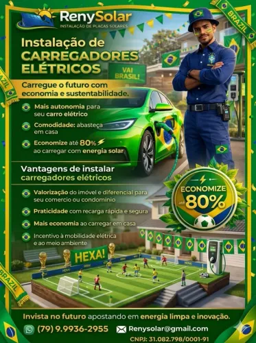 Serviço de energia solar, carregador elétrico e segurança eletrônica 