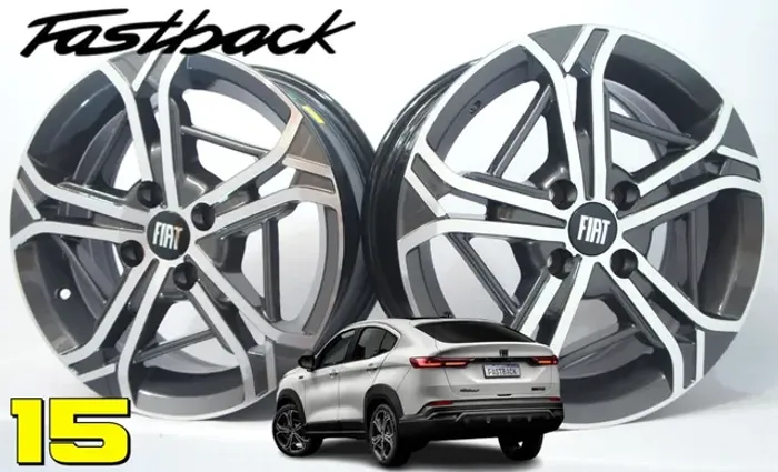 Roda aro 15 Fiat Fastback preta com diamantado 4x99 jogo novo
