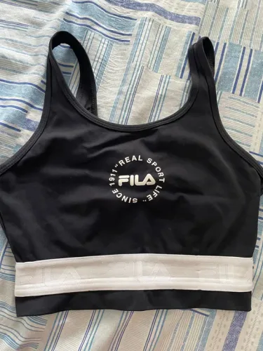 Top Fila Preto Cropped