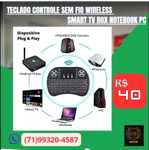 mini teclado wirelles,tv box,smart tv,noteboook,computador.