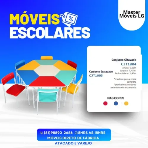 Conjunto hexagonal oitavado infantil mesa escolar e cadeiras preço de Fábrica
