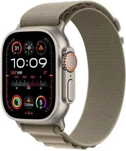 Apple Watch Ultra 3 49mm GPS + Cellular, Caixa de Titânio, Pulseira Loop Alpina Oliva,