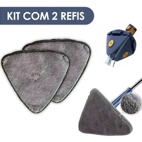 Refil Mop Para Esfregão Triangular 2 Unidades Alta Absorção Casa Banheiro Salão