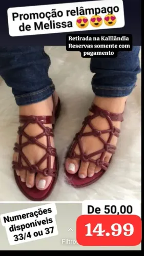Melissa Sandália Rasteira - Promoção Relâmpago 14.99 cada . Numerações 34 ou 37