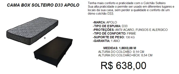 CAMA BOX SOLTEIRO D33