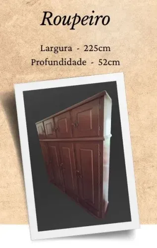 Lindo Roupeiro rústico antigo em madeira nobre 100% restaurado!
