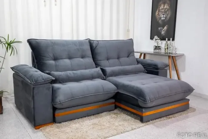 Sofá Retrátil Reclinável Ibis 2.50m D33 Molas ensacada Veludo- Produto Novo Entrega Rápida