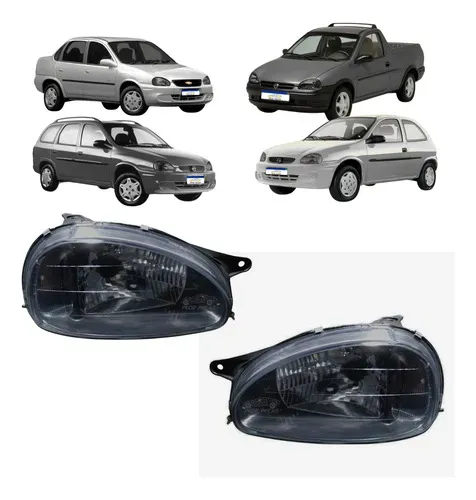 Farol Gm Corsa 1944 1995 96 A 2010 Mascara Negra Pisca Ambar