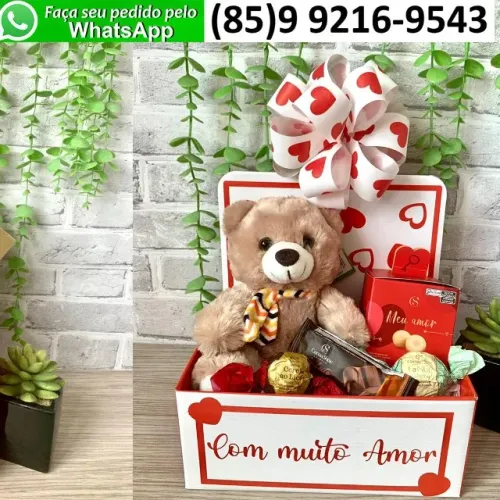 Kit Presente Dia dos Namorados Ursinho de Pelúcia Chocolate Trufas Cacau Show