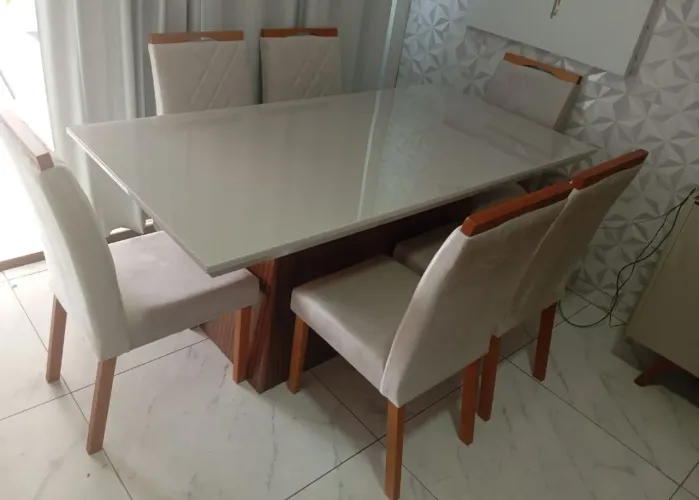 Mesa de jantar América com 6 cadeiras prontas entrega