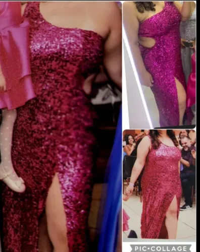 Vestido de festa Pink Paetê