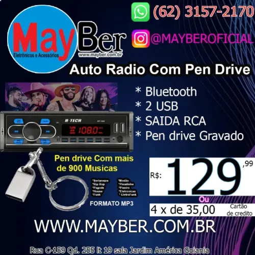 auto radio bluetooth com pen drive nano 