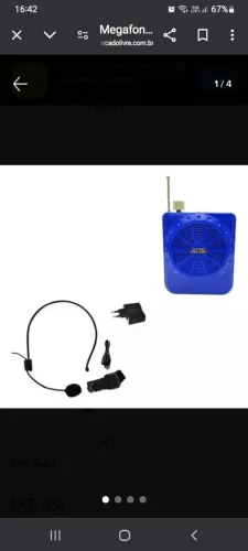 Megafone Portátil com Microfone de Lapela - Azul
