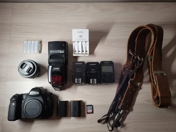 KIT FOTOGRAFIA - 6D WG + FLASH + RÁDIOS + LENTE ETC Equipamento Completo de Fotografia