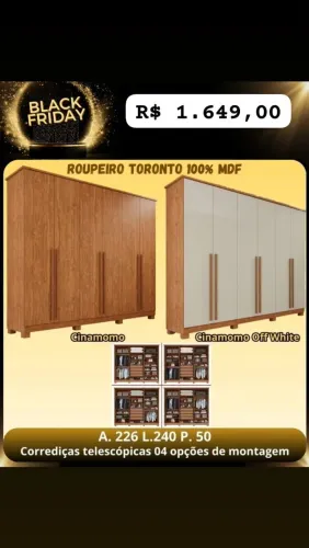 GUARDA ROUPA CASAL 6 portas 100% MDF PROMO BLACK FRIDAY