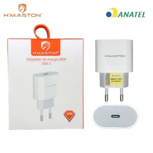 Carregador Fonte Adaptador de Energia Tipo-C de Carregamento Rápido 30W H'Maston CB16