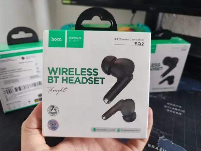 Fones Hoco EQ2 preto, caixa lacrada