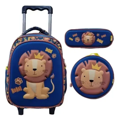 Bolsa escolar, lancheira e estojo