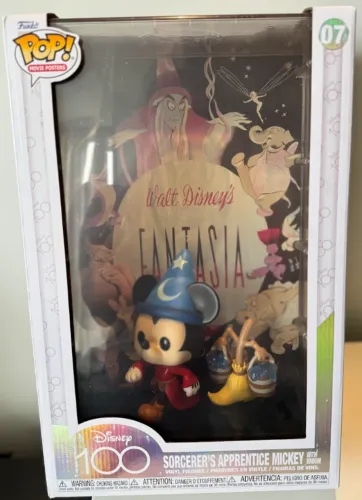POP! PÔSTER DO FILME APRENDIZ DE FEITICEIRO - MICKEY COM VASSOURA - 100 ANOS DE ANIVERSARI