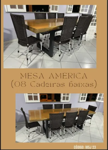 Mesa América com 8 Cadeiras Baixas