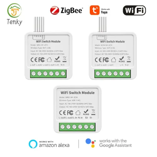 Automação Interruptor Mini Tuya Wifi 4 Canais Automação Alexa E Google  COD-AM624  