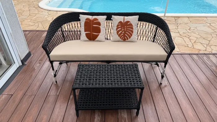 Namoradeira sofa área externa alumínio corda nautica varanda sacada