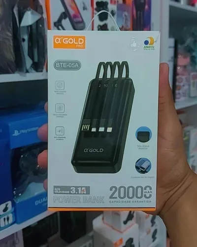 Carregador portátil Power Bank Alpha Gold 20000mAh e 10.000mah - Carregamento Rápido
