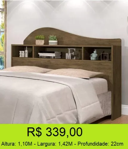 Cabeceira com 3 amplos nicho super decorativa para colchões casal
