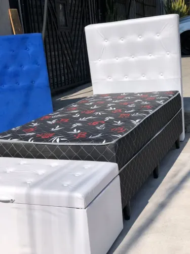 CAMA BOX DE SOLTEIRO JUNTO COMPLETO